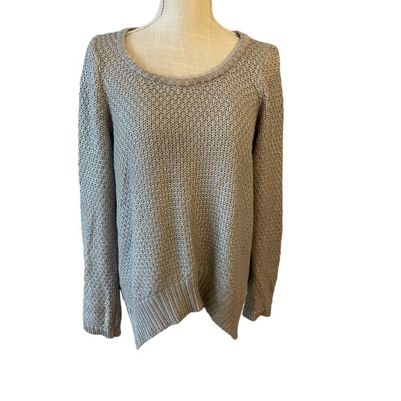 Womens Anthropologie Moth Sweater Metallic Threads Silver Loose Knit‎ Medium - Picture 1 of 6